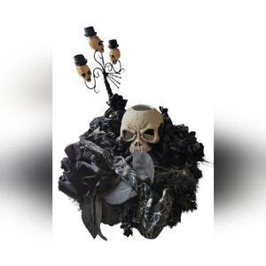 Gothic Halloween Table Candleabra Decorations  Skull Black Roses